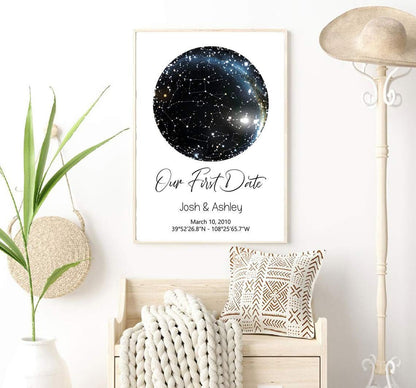 Personalized Star Map Print Wedding gift Anniversary Poster Constellation Chart Night Sky 6st