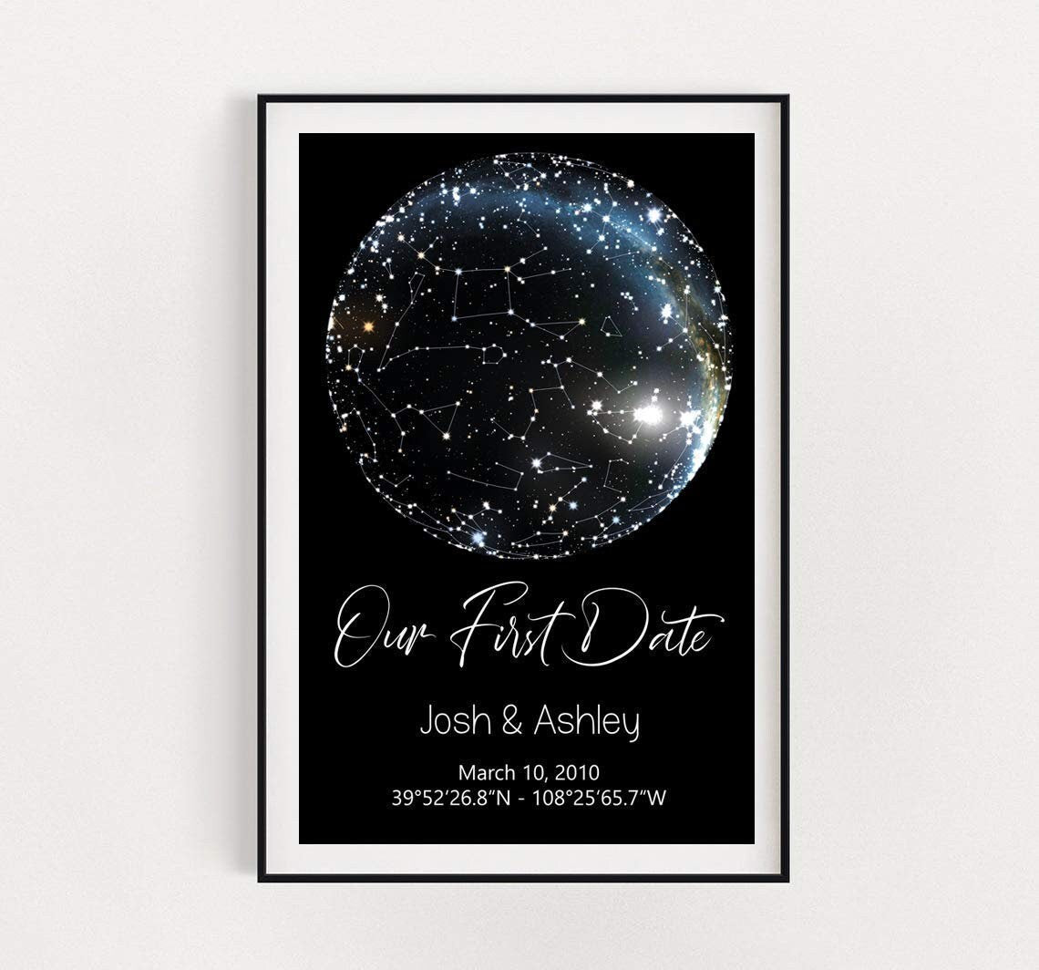 Personalized Star Map Print Wedding gift Anniversary Poster Constellation Chart Night Sky 6st