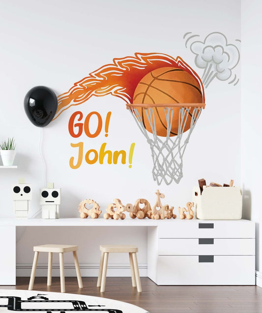 Custom Name Basketball Ball Wall Decal Personalized Room Sticker Decor, LF378