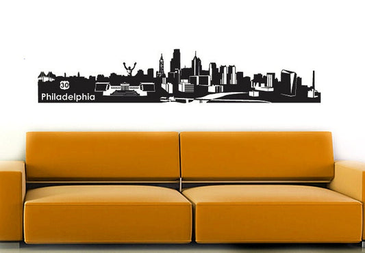 Philadelphia skyline wall decal  (Z990)