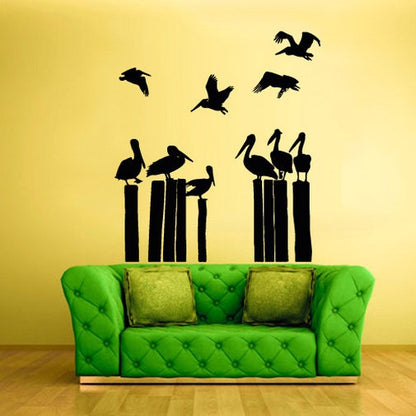 Pelicans on posts Wall Decal  (Z852)
