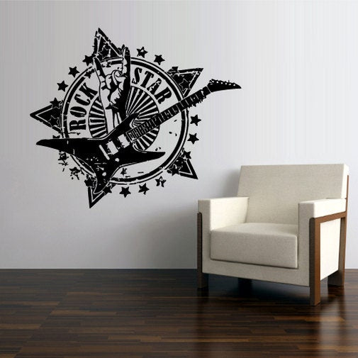 Electric Guitar wall decal Rock star Rock N Roll  rz2992