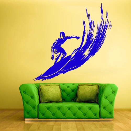 surfer wall decal  wave ocean   (Z513)