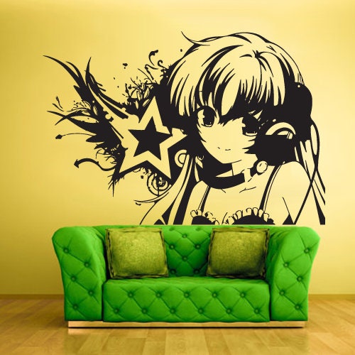 Anime girl wall decal Hatsune Miku singer music  Z427