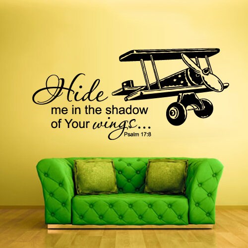 Airplane wall decal Psalm quote  (Z937)
