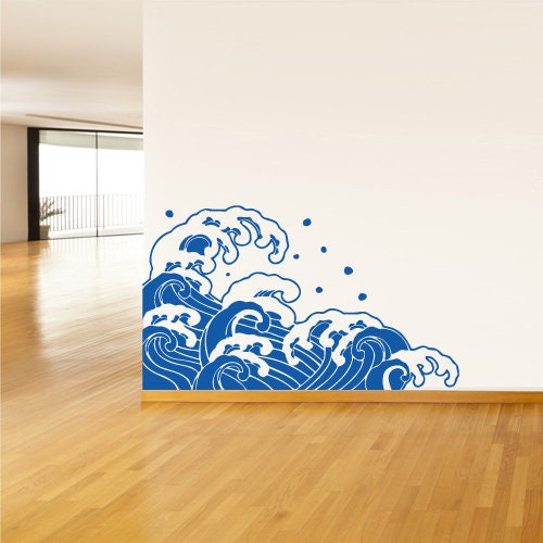 Ocean Wave Wall Decal Kanagawa z2980