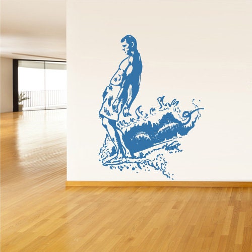 surfer wall decal ocean wave decor z2369