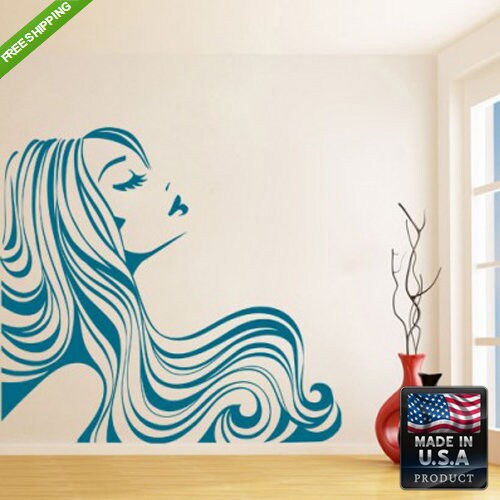 Girl Wall decal Hair Salon decor z96