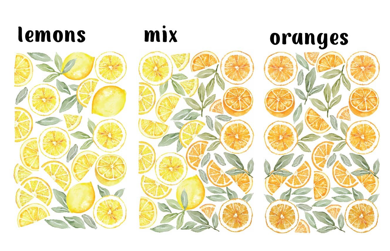 Lemon Wall Decals Watercolor Orange Stickers, LF036