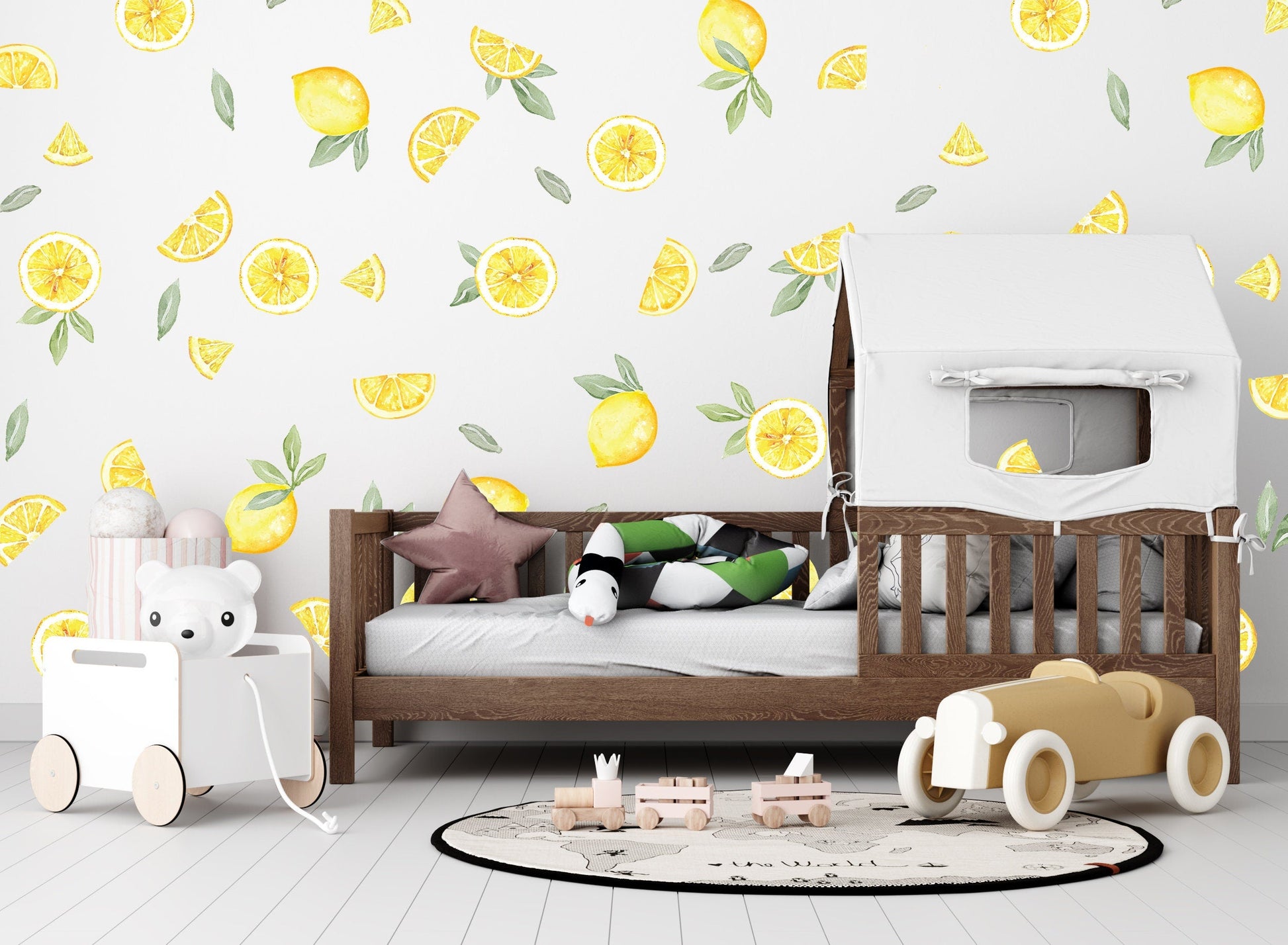 Lemon Wall Decals Watercolor Orange Stickers, LF036