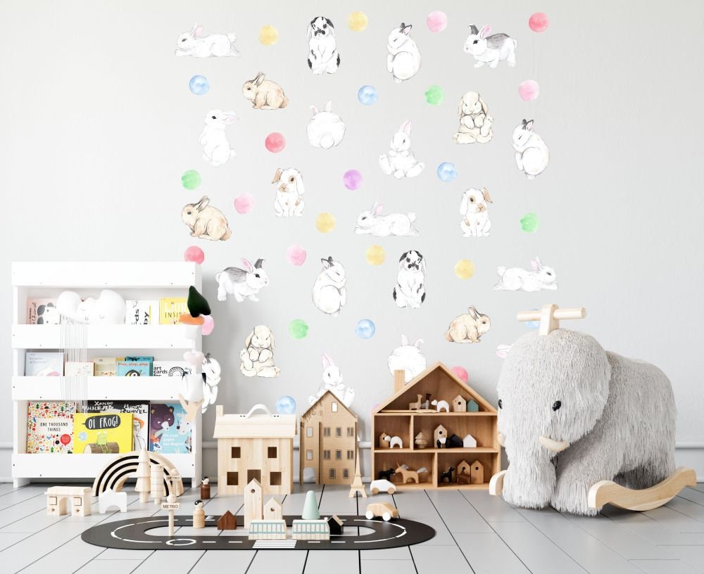 Bunny Wall Decal Stickers, Polka Dots Color, LF045