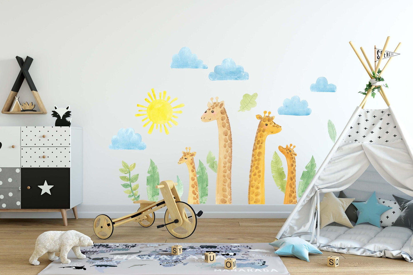 Giraffe Wall Decals Animal Jungle safari nursery Stickers, LF066