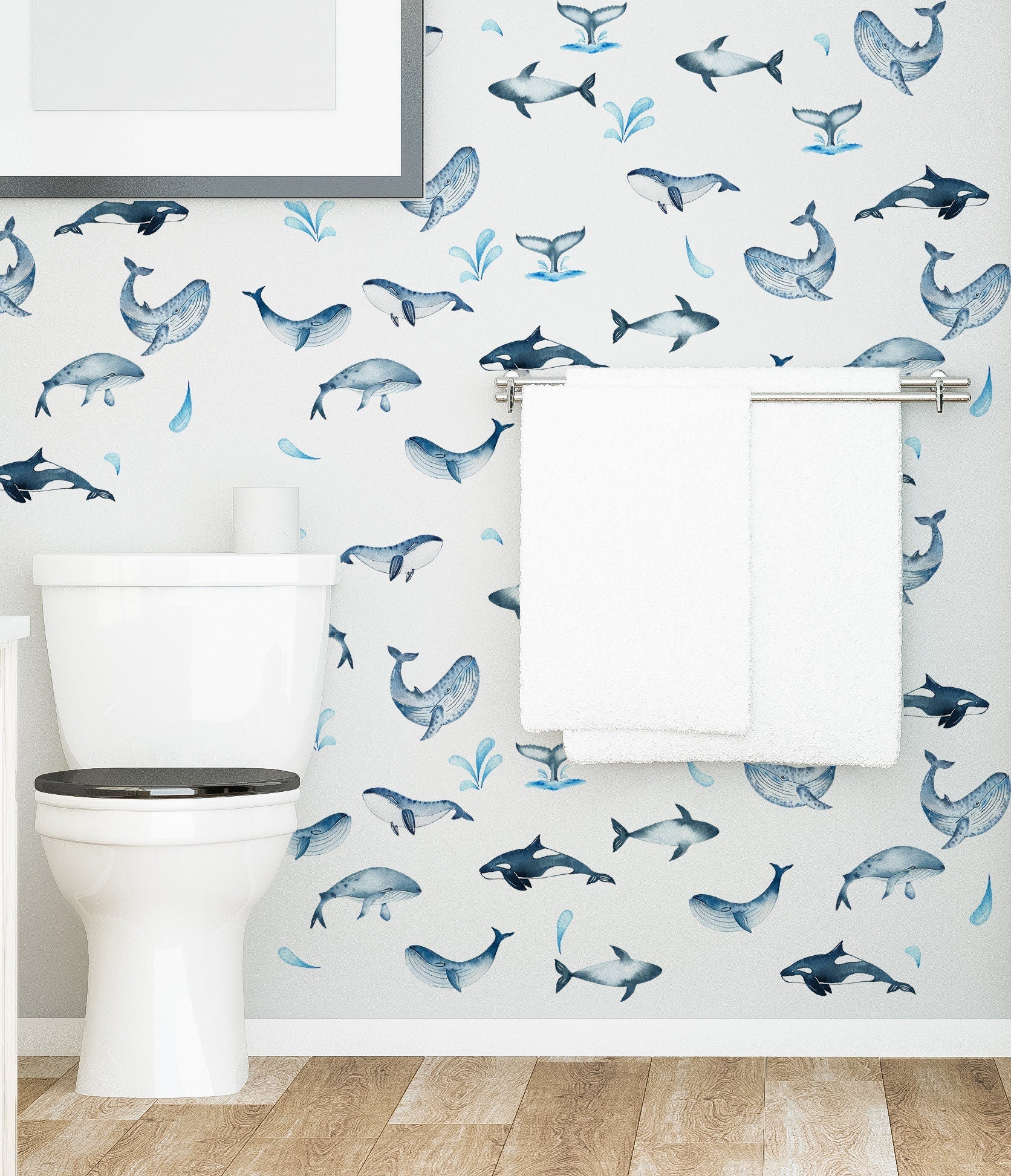 Watercolor Whales Wall decals Sea Life Stickers, LF074