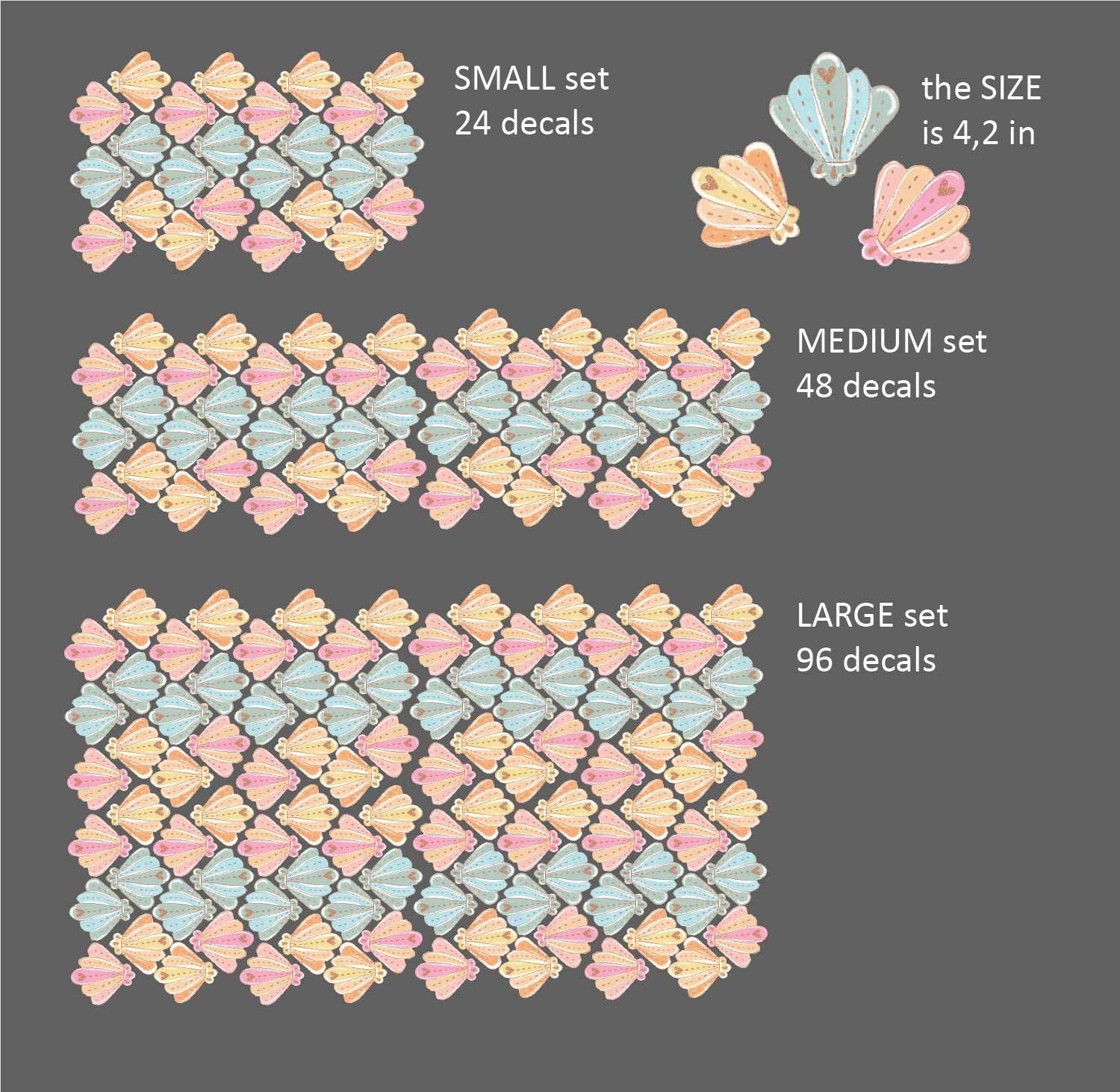 Shell Wall Decals Sea Theme Stickers, LF112