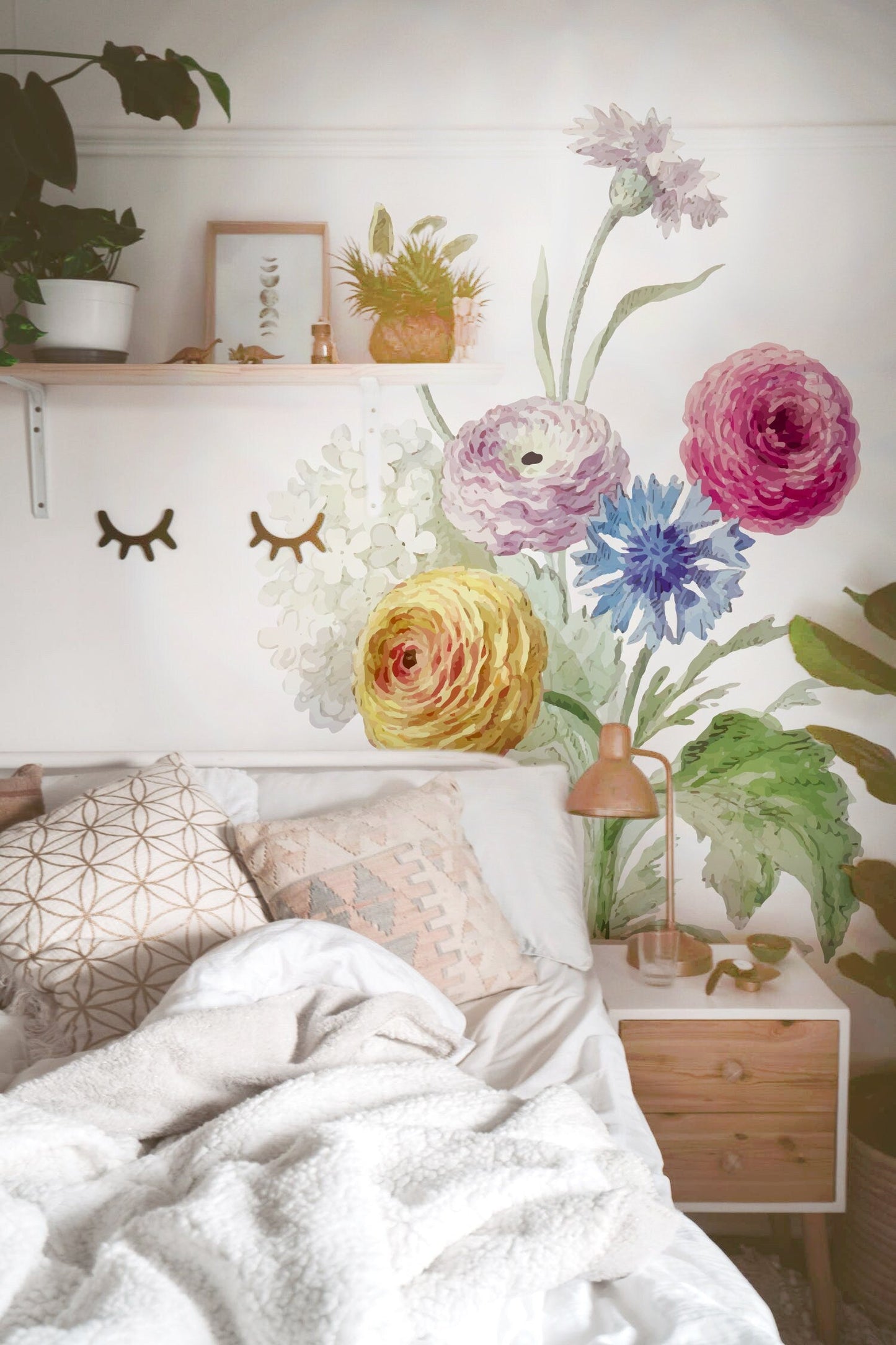 Flower wall Decal Greenery Stickers Colorful Floral, LF125