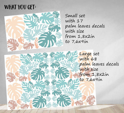 Palm Leaves Wall Decals Banana Greenery Stickers, LF129