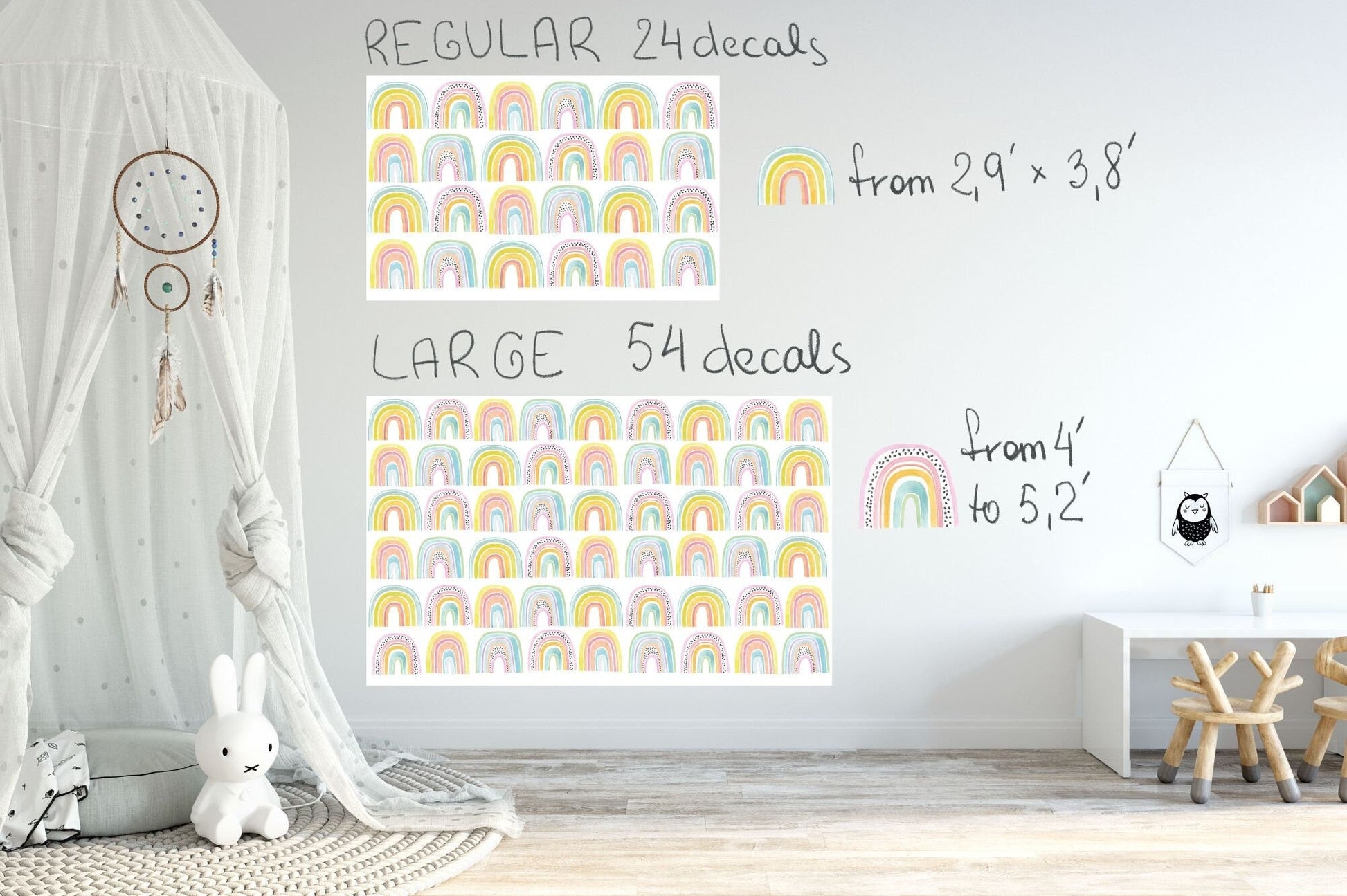 Rainbow wall decals stickers Watercolor, LF139