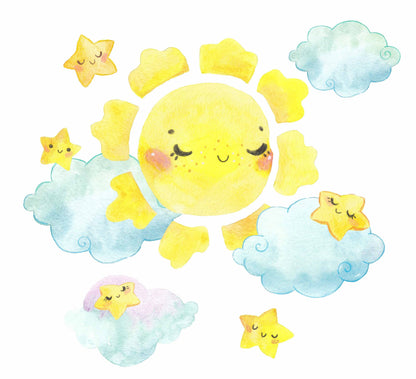 Sun Wall Decal Smile Star Sticker, LF142