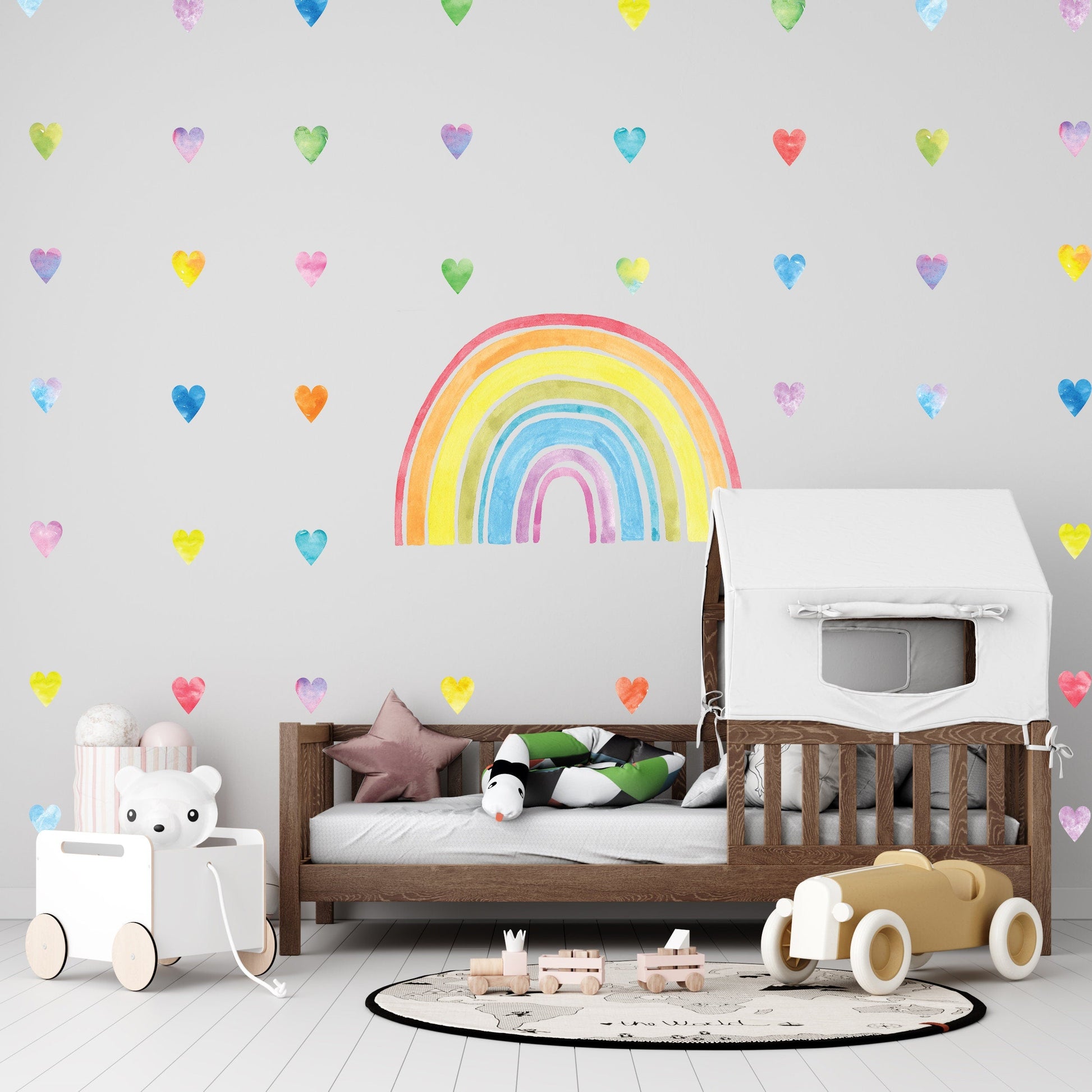 Colorful Rainbow Wall Decal Hearts Stickers, LF162