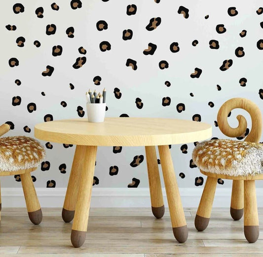 Animal print wall Decal Leopard Brown Black spots Stickers Polka Dots,LF167