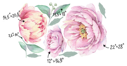 Peony Wall Decal Floral Rose Stickers Large, LF215