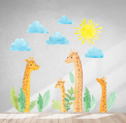 Giraffe Wall Decals Animal Jungle safari nursery Stickers, LF066