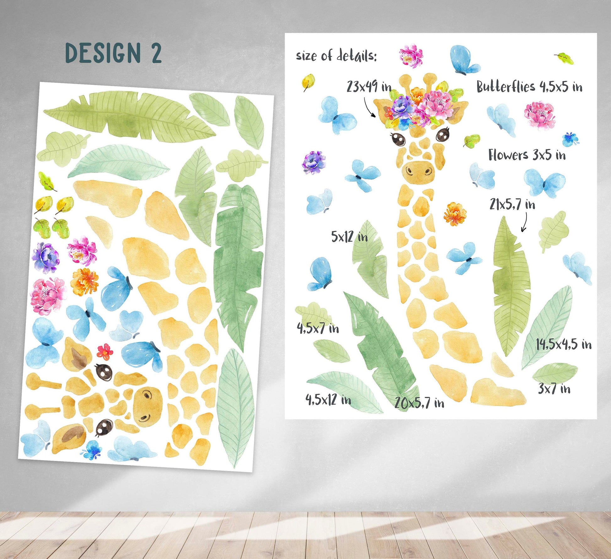 Giraffe Wall Decals Fabric Animal Wall Stickers Modern Jungle decor safari nursery, LF076