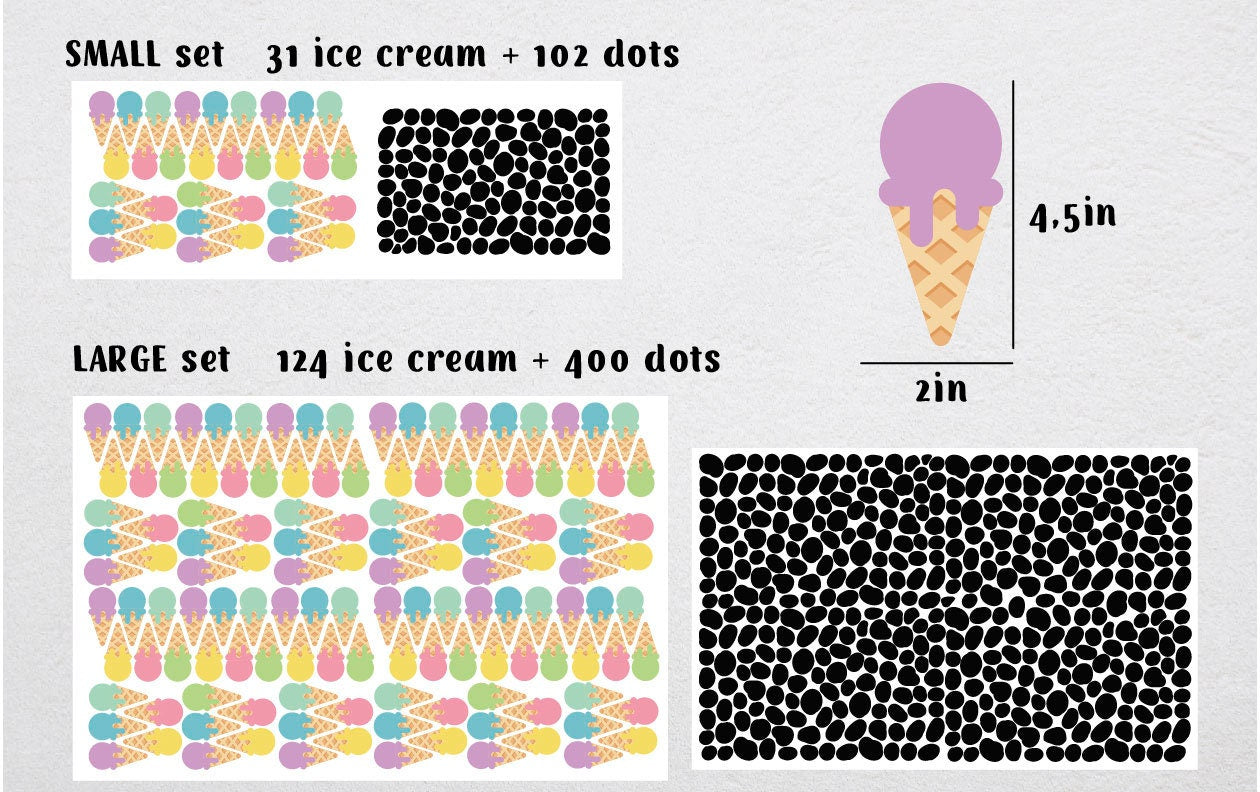 Polka dot decals Ice cream stickers, LF080