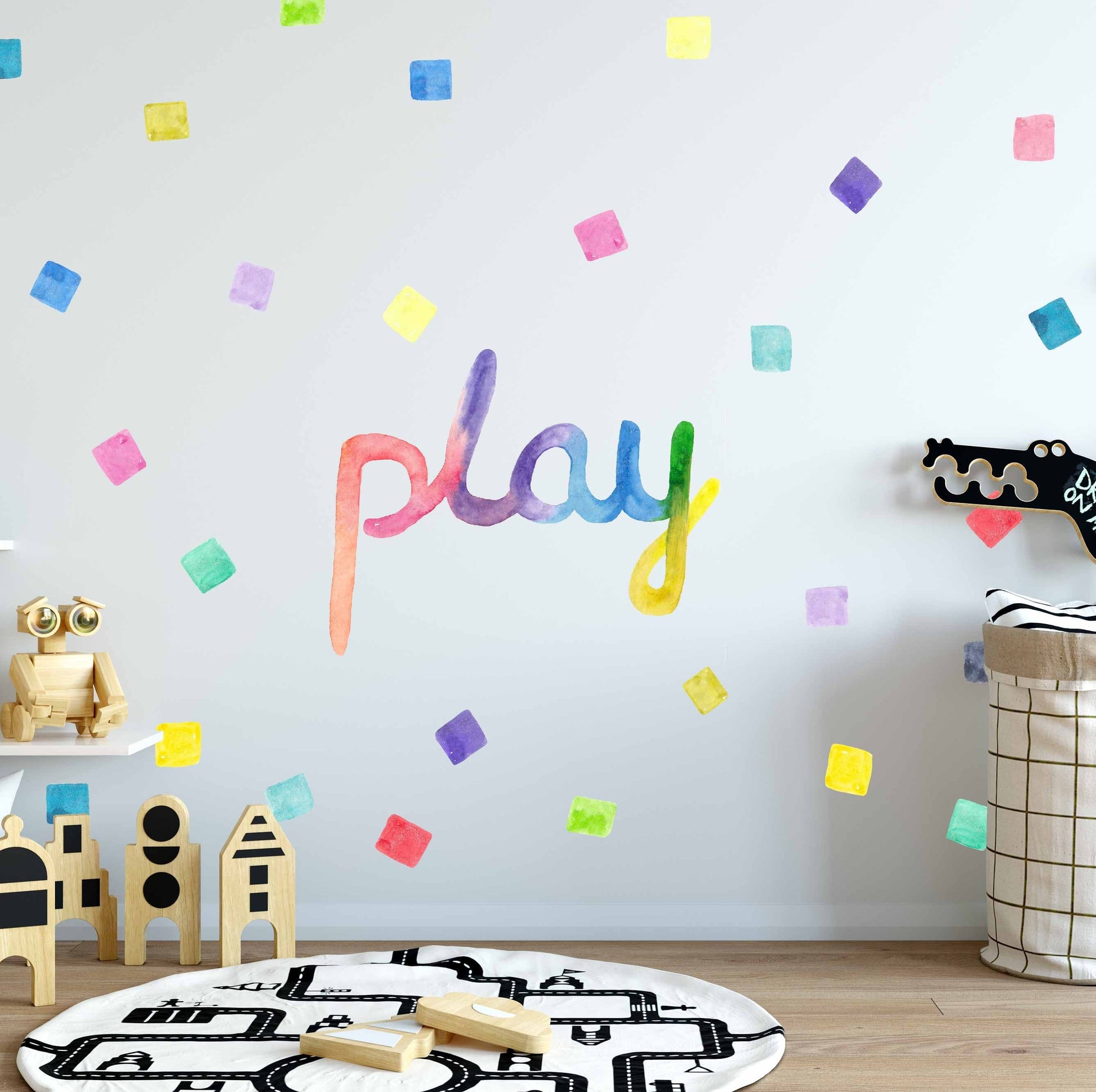 Sprinkle Wall Decals Watercolor Rainbow Nursery Polka Dots Play Sticker, LF082