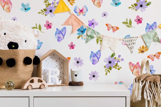 Flower Wall Decals Butterfly Stickers, LF153