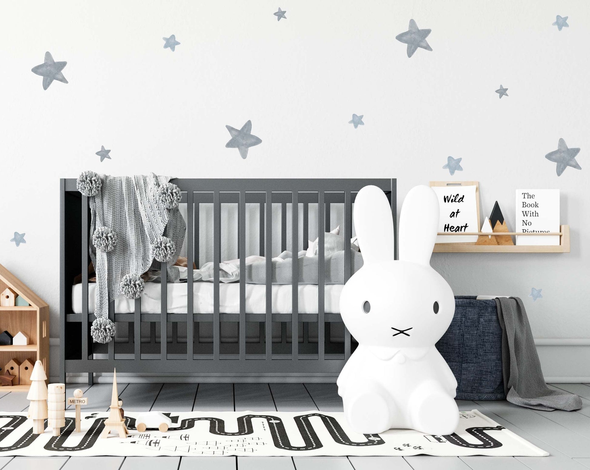 Star Wall Decals Watercolor Stickers Gray, LF194