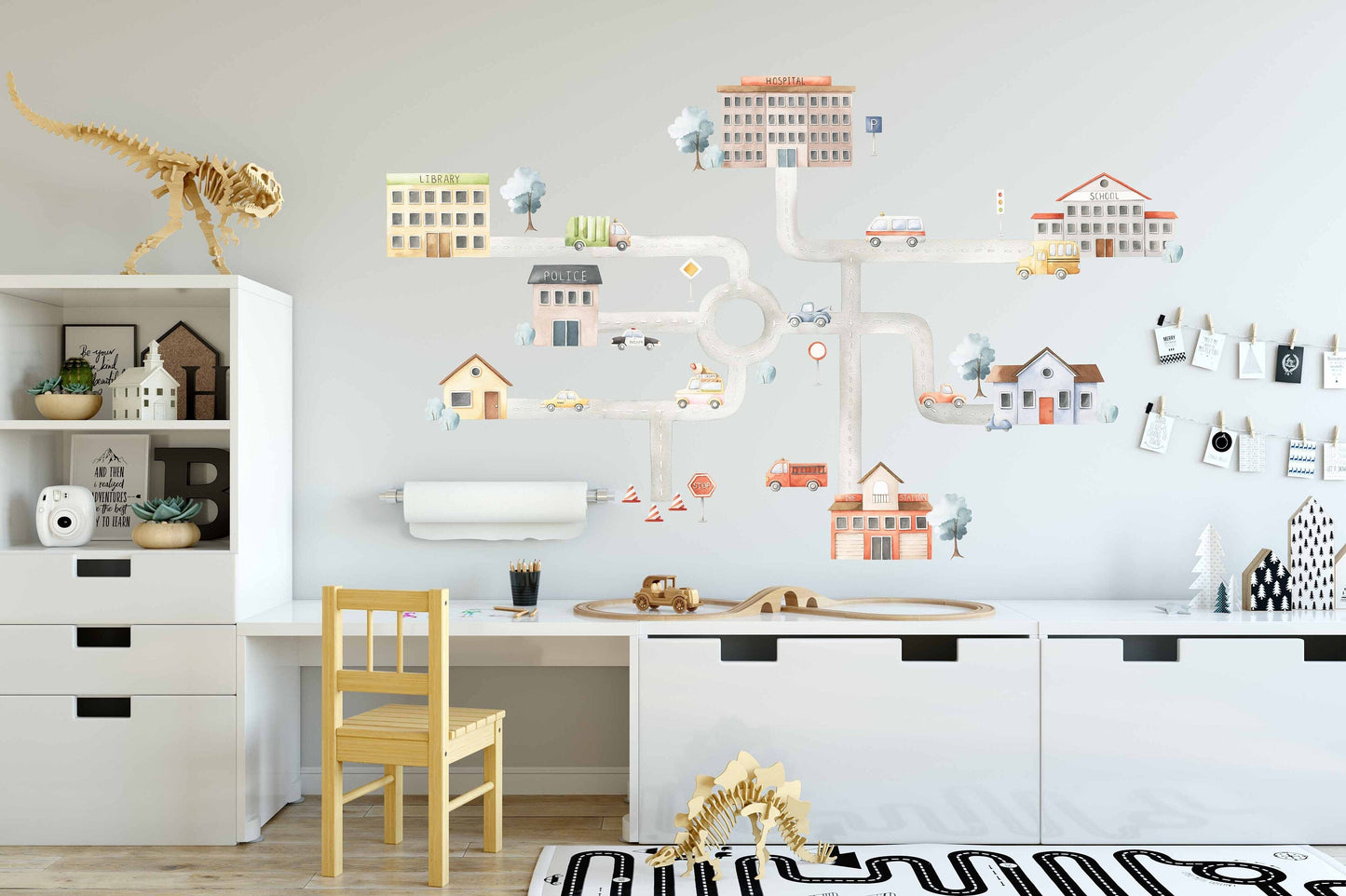 Car Wall Decals Stickers Road City Houses, LF208