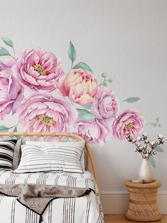 Peony Wall Decal Floral Rose Stickers Large, LF215