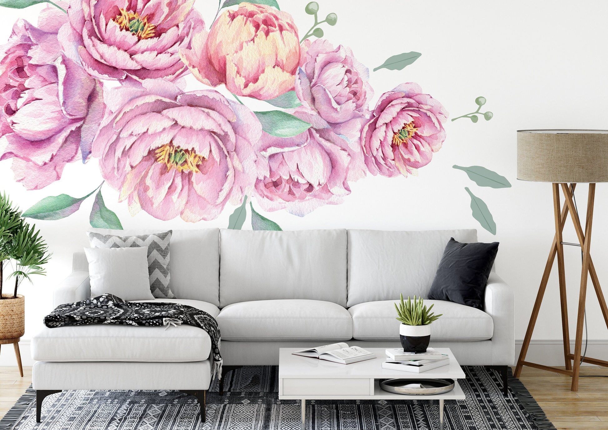 Peony Wall Decal Floral Rose Stickers Large, LF215