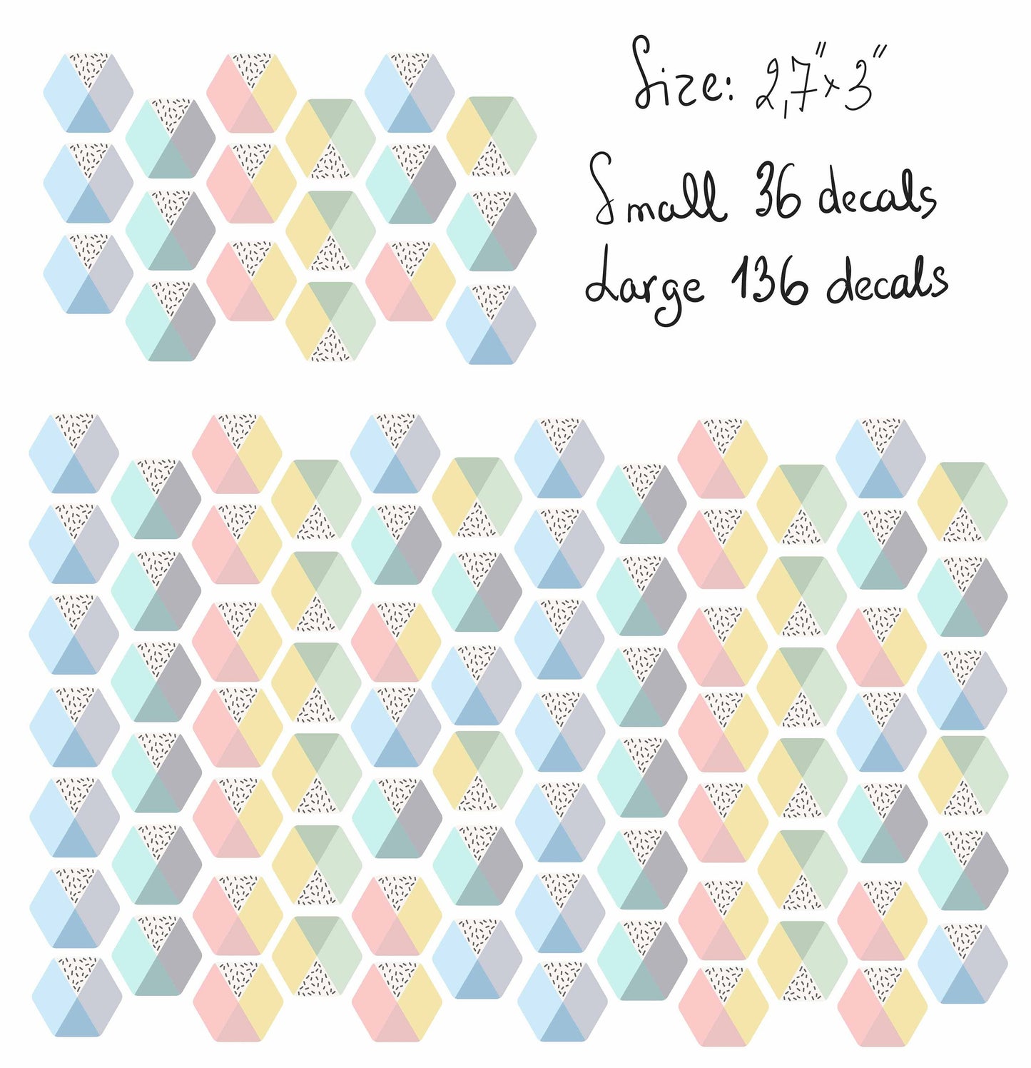 Wall Decals Hexagon Color Polka Dots Honeycomb Stickers LF236
