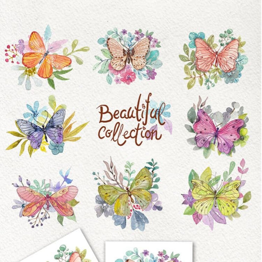 Butterflies PNG Watercolour Clipart flowers leaves diy elements invitation wedding greetings, LF283