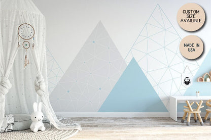 Removable Peel and Stick Wallpaper Geometric Mountains Nursery Wall Paper Wall Murals, KL0043