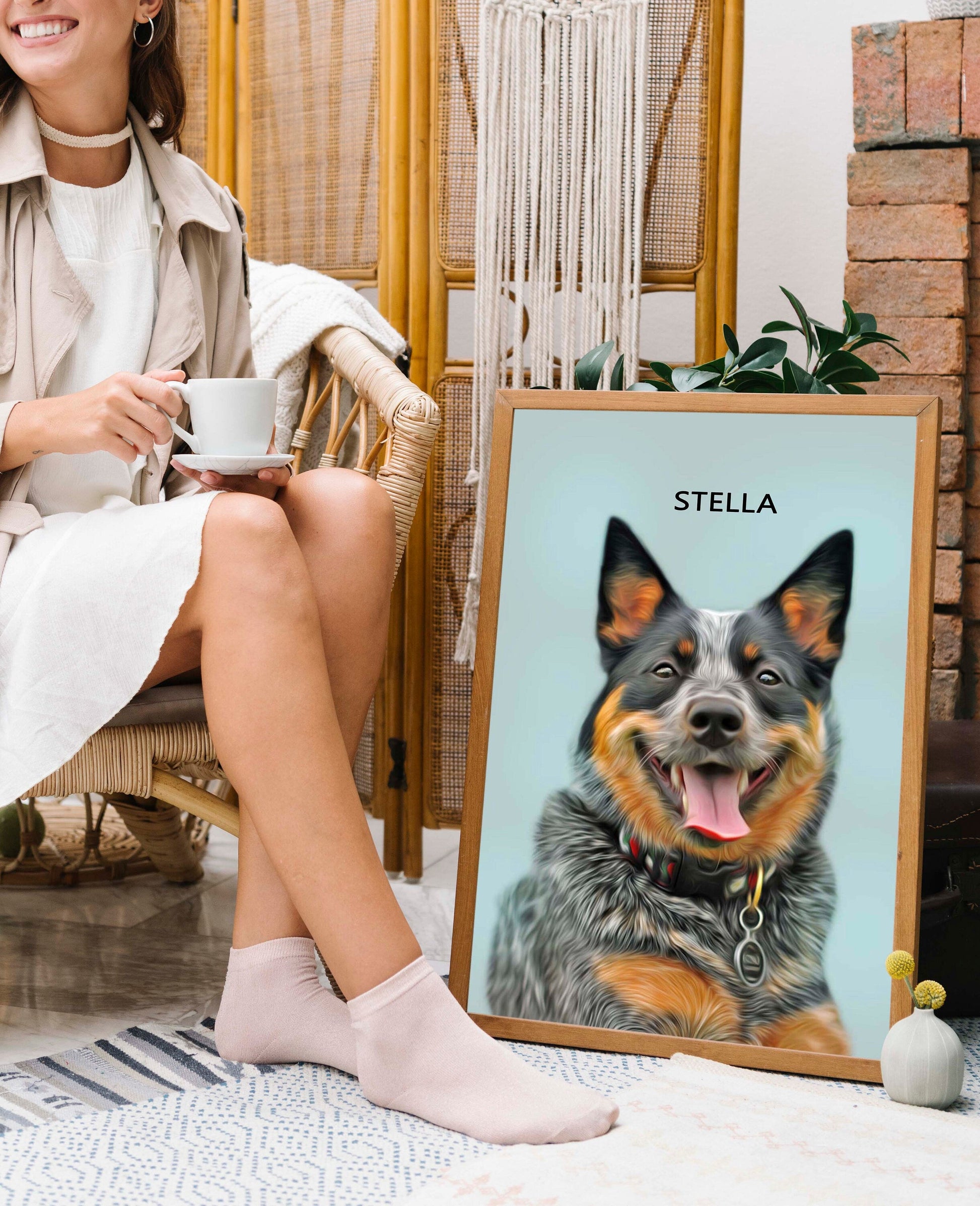 Pet Portrait Custom Print Dog Personalized Wall Art Gift