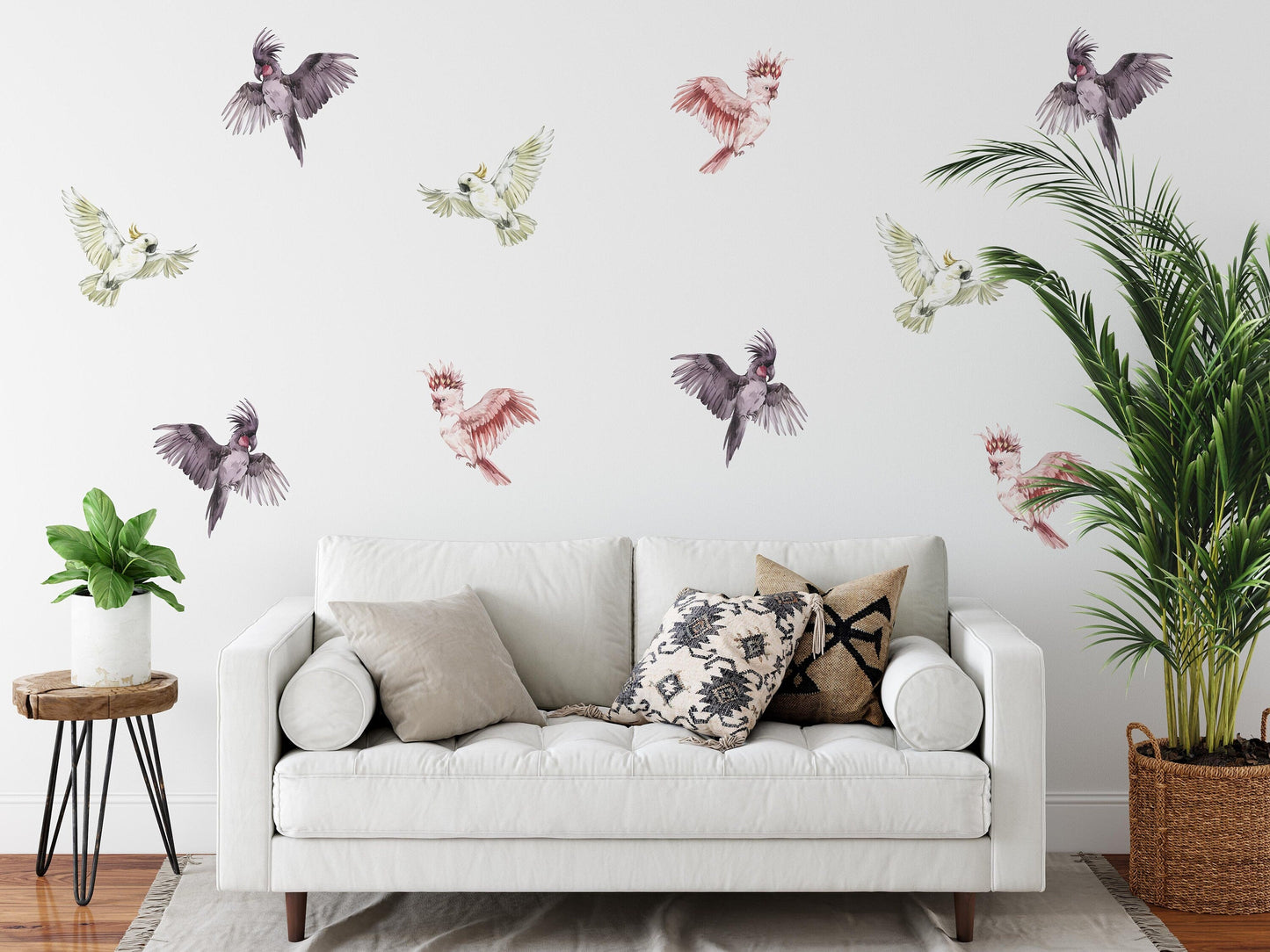 Tropical Parrots Wall Decals Bright Birds Stickers, KL0078