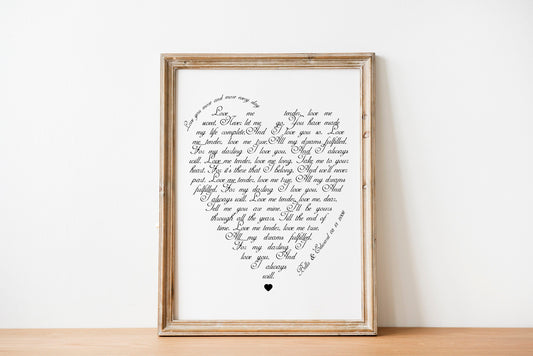 Wedding Song Vows Print Lyrics Poster Anniversary Gift Personalized Custom Names, LF421