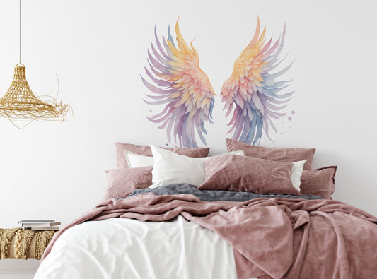Wings Wall Stickers Decor Feathers Headboard Decals Photo Zone Decoration, LF466