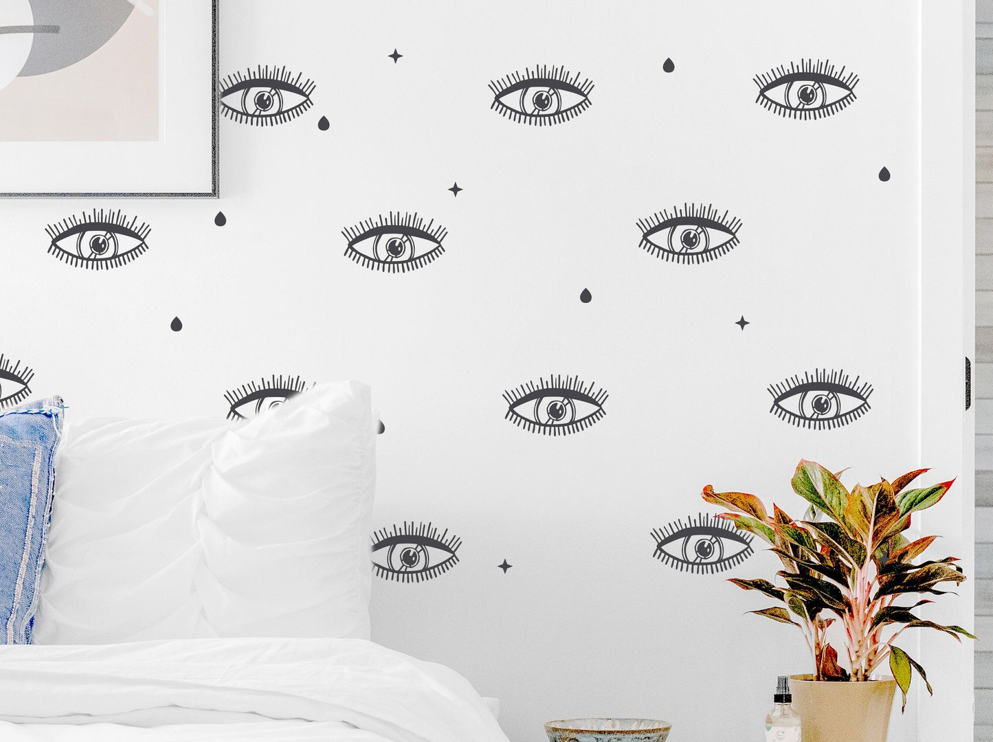 Eye Wall Decals Boho Stickers Eyelash Vinyl Wall Decor, LF329