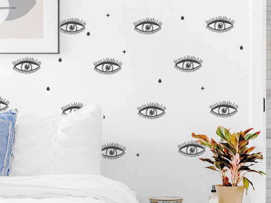 Eye Wall Decals Boho Stickers Eyelash Vinyl Wall Decor, LF329