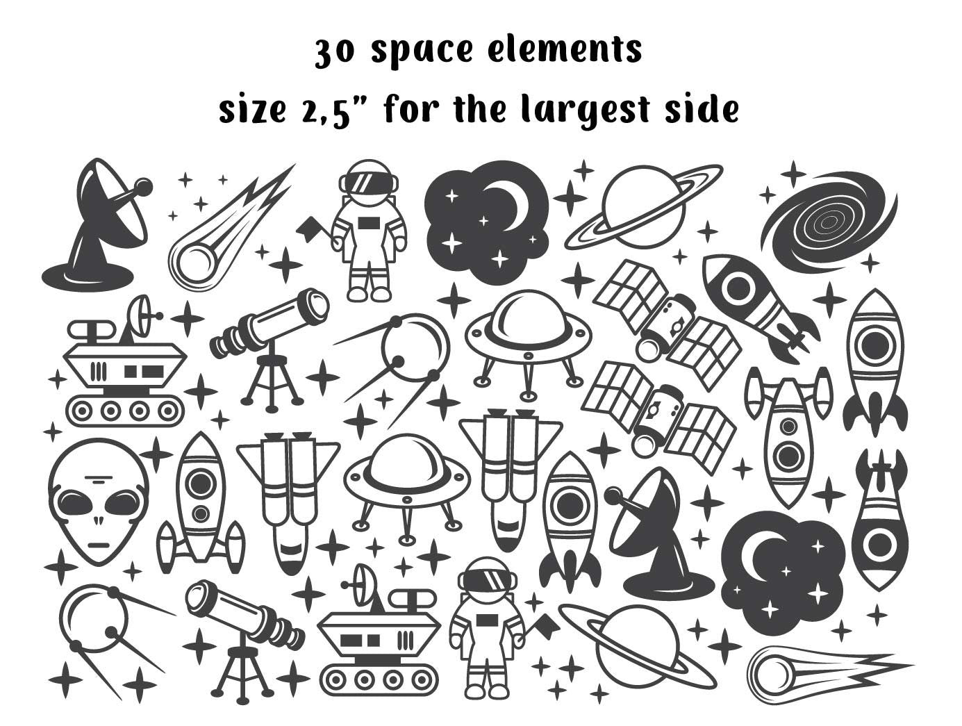 Outer Space Wall Decals Astronaut Stickers Planet Decor Moon Stars Cosmos Boys Girls Play Room nursery kids, LF483