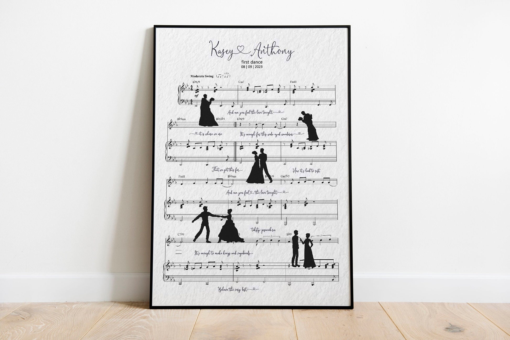 Song Lyrics First Dance Song Print Personalised Wedding Poster Anniversary Gift, Typography Print, Music Art, Wedding Gift, LF495A