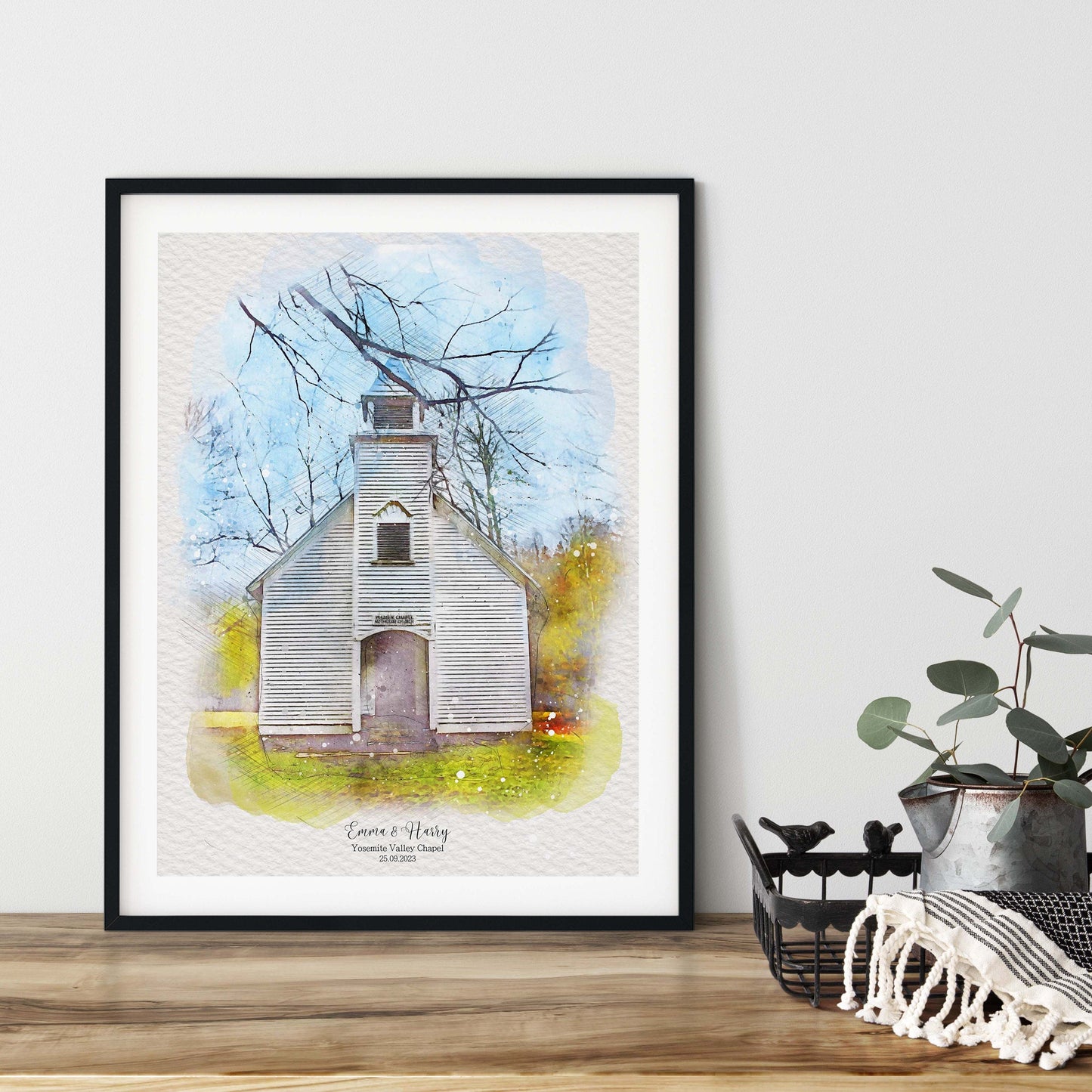 Custom Wedding Venue Print, Personalised Couple Gift, Painting from Photo