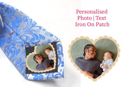 Custom Photo Tie Patch Father of the Groom Gift Neckties Wedding Iron on