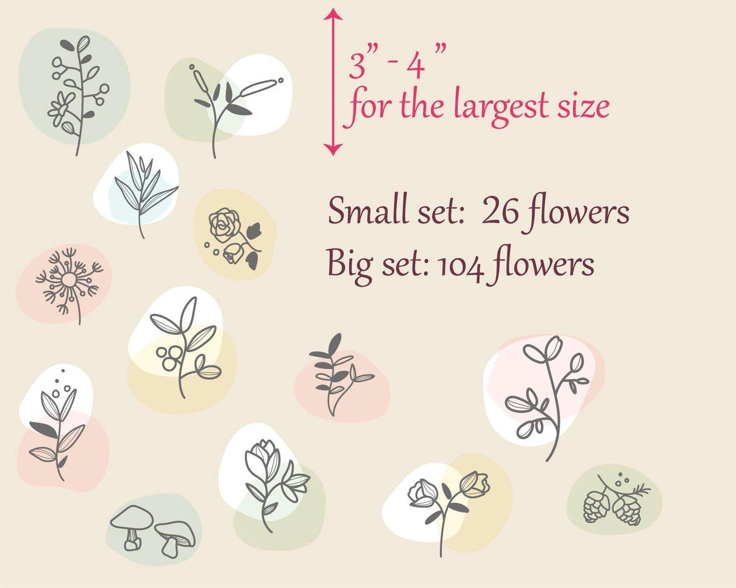 Wild Flowers Nursery Wall Stickers Colorful Polka Dots Decals Greenery Field Floral Bathroom Nature Decoration, LF533