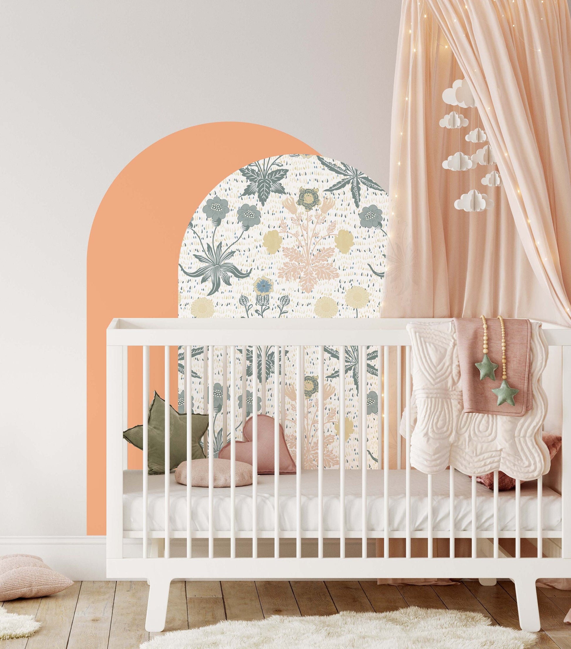 Large Floral and Solid Color Arch Wall Sticker Nursery Greenery Decals Girls Boho Room , LF535
