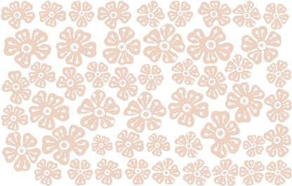 Beige Flowers Nursery Wall Stickers Polka Dots Decals Greenery Field Floral Bathroom Nature Decoration, LF539